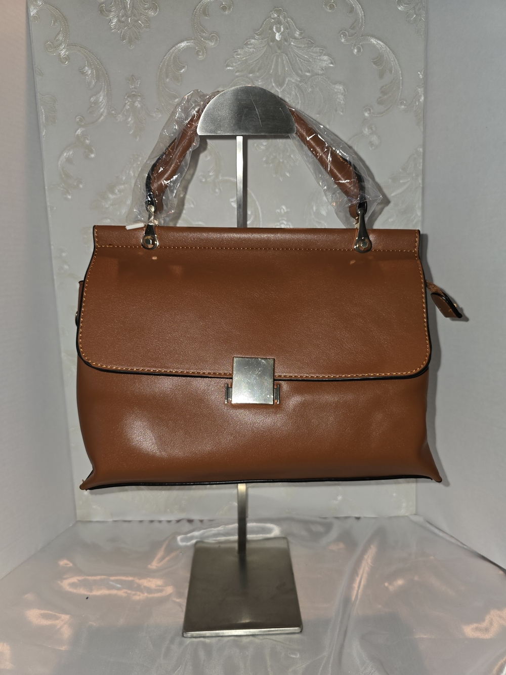 Women’s Brown Structured Top-Handle Bag & Crossbody